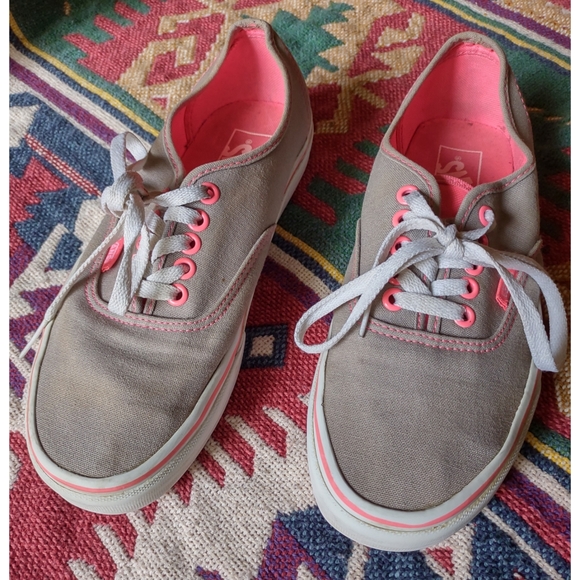Vans Shoes - Vans Grey and Neon Pink Low Lace-Up Sneaker (Women's 8.5)